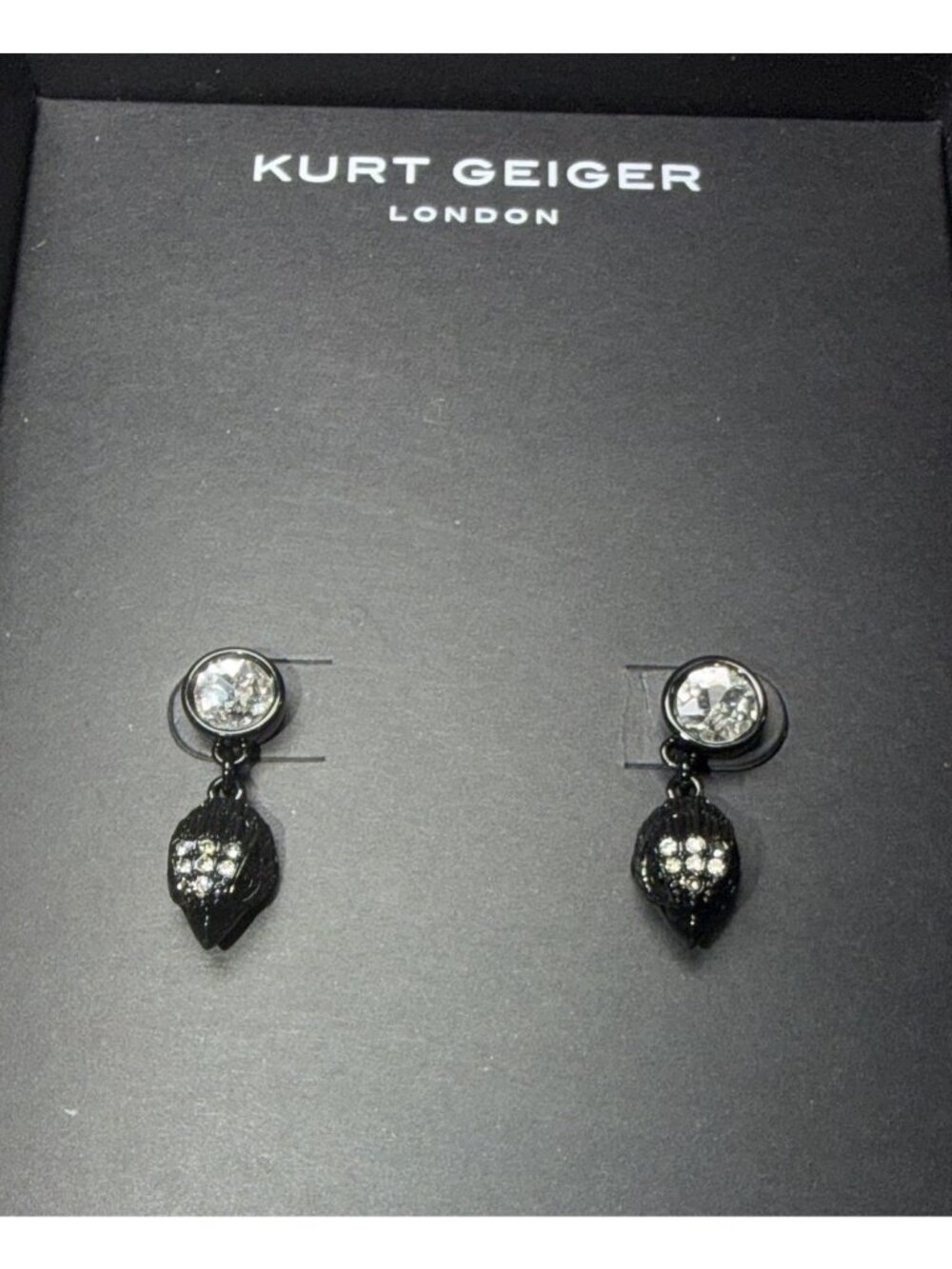 Kurt Geiger Black Drop Earrings With Crystal Accents Elegant And Glamorous State